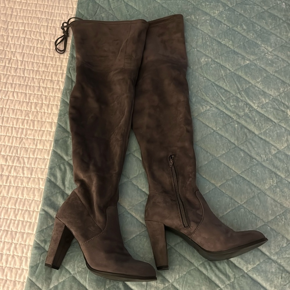 A New Day Nikka Gray Suede Over the Knee WIDE WIDTH Boot NEW